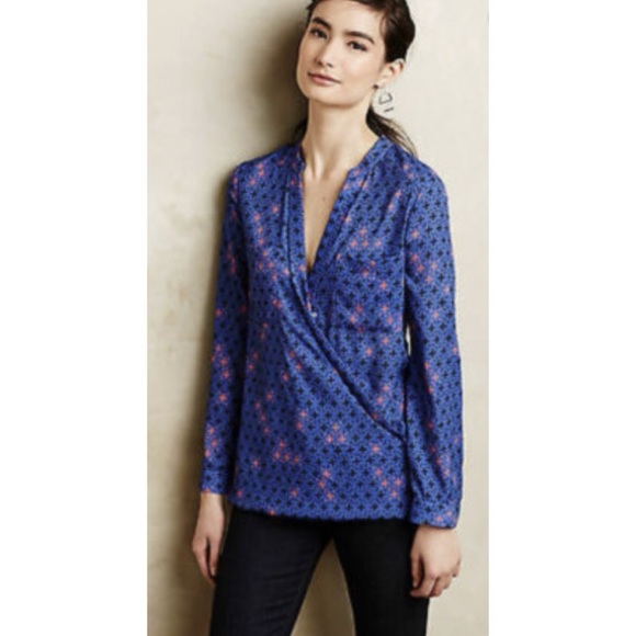 Maeve Anthropologie Eva Wrap Blouse Size 12 - Picture 11 of 11